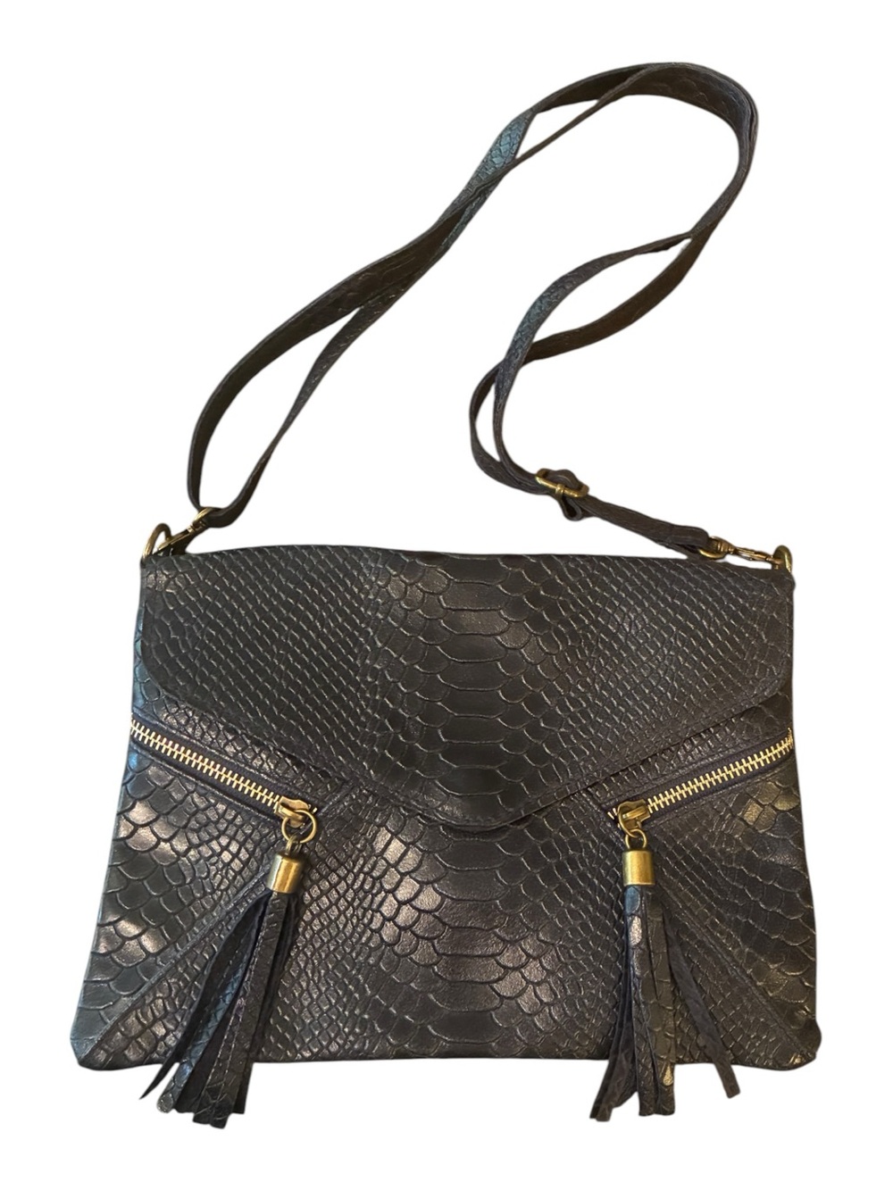 Borse in Pelle Italian Leather Snake Embossed Convertible
Crossbody Clutch Bag